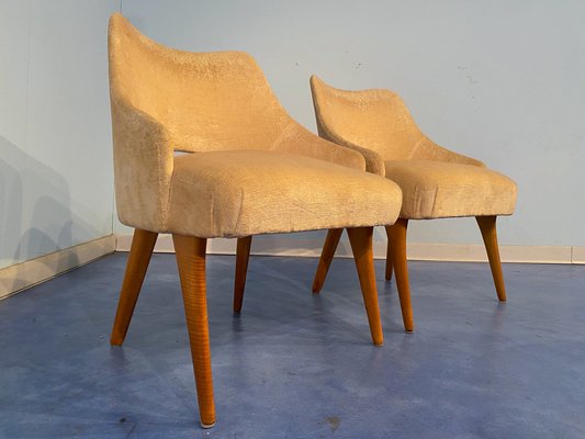 Mid-Century Italian Bedroom Chairs in Yellow Velvet by Vittorio Dassi, Set of 2-MTX-1260964