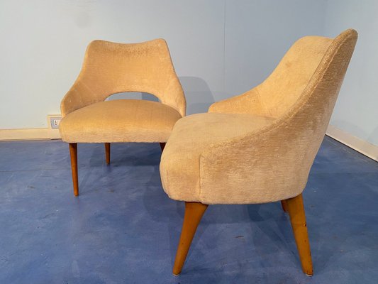 Mid-Century Italian Bedroom Chairs in Yellow Velvet by Vittorio Dassi, Set of 2-MTX-1260964