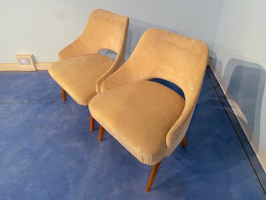 Mid-Century Italian Bedroom Chairs in Yellow Velvet by Vittorio Dassi, Set of 2-MTX-1260964