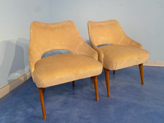 Mid-Century Italian Bedroom Chairs in Yellow Velvet by Vittorio Dassi, Set of 2-MTX-1260964