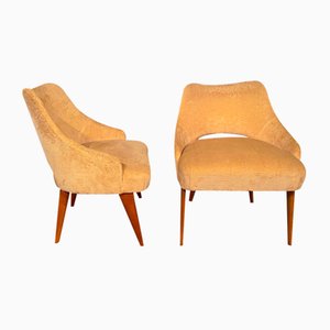 Mid-Century Italian Bedroom Chairs in Yellow Velvet by Vittorio Dassi, Set of 2-MTX-1260964