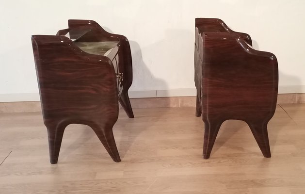 Mid-Century Italian Bedside Tables with Glass Tops in the style of Vittorio Dassi, 1950s, Set of 2-BZF-1716406