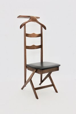 Mid-Century Italian Beech Brass Valet with Chair, 1960s-NB-1337954