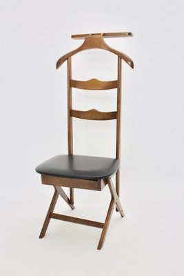 Mid-Century Italian Beech Brass Valet with Chair, 1960s-NB-1337954