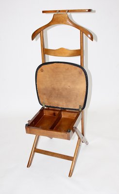 Mid-Century Italian Beech Brass Valet with Chair, 1960s-NB-1337954