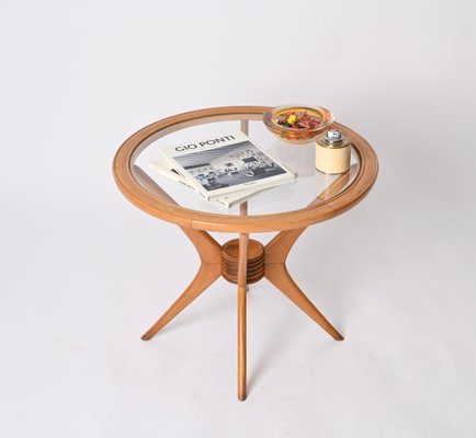 Mid-Century Italian Beechwood Round Coffee Table by Paolo Buffa for Brugnoli, 1950s-JDR-1814043