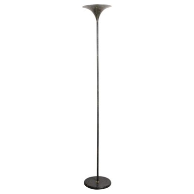 Mid-Century Italian Black Aluminum Tulip Floor Lamp with Gold Finishes, 1970s-JDR-1125504