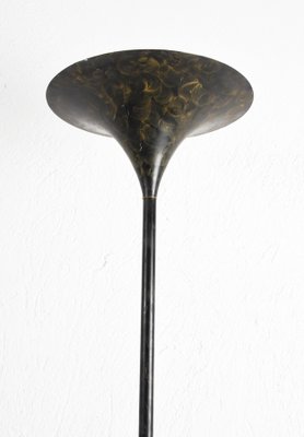 Mid-Century Italian Black Aluminum Tulip Floor Lamp with Gold Finishes, 1970s-JDR-1125504