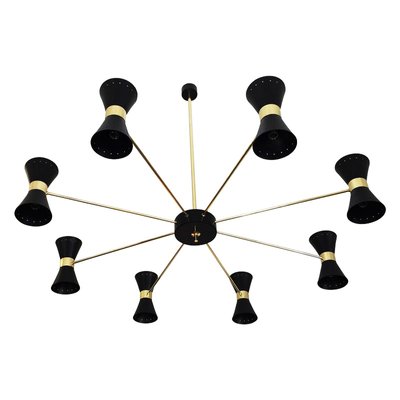 Mid-Century Italian Black Brass Pendant Light, 1950s-WLO-1393193