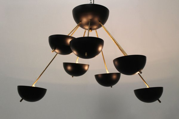 Mid-Century Italian Black & Brass Sputnik in the Style of Stilnovo, 1960s-WIP-676964