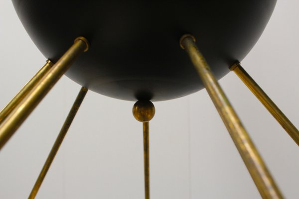 Mid-Century Italian Black & Brass Sputnik in the Style of Stilnovo, 1960s-WIP-676964