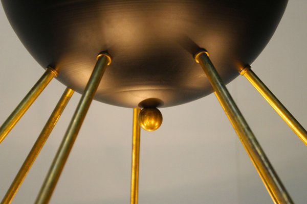 Mid-Century Italian Black & Brass Sputnik in the Style of Stilnovo, 1960s-WIP-676964