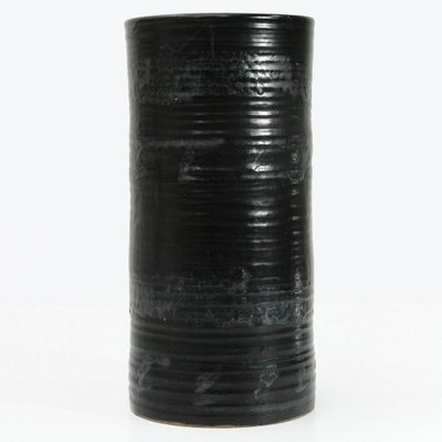 Mid-Century Italian Black Ceramic Vase, 1960s-EZ-806759