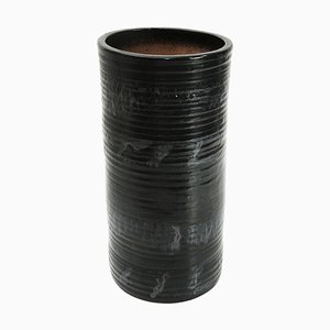 Mid-Century Italian Black Ceramic Vase, 1960s-EZ-806759