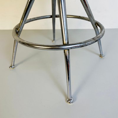 Mid-Century Italian Black & Chromed Stool, 1950s-GDD-1123032