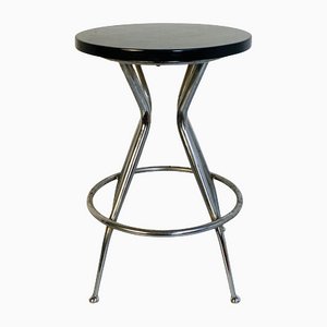 Mid-Century Italian Black & Chromed Stool, 1950s-GDD-1123032