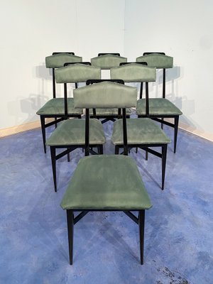 Mid-Century Italian Black & Green Dining Chairs, 1950s, Set of 6-MTX-1260948