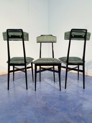 Mid-Century Italian Black & Green Dining Chairs, 1950s, Set of 6-MTX-1260948