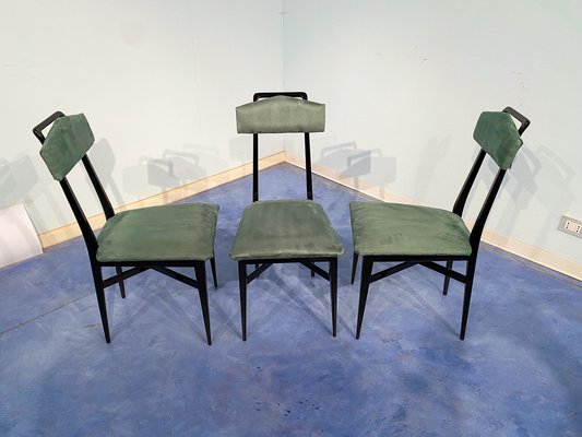 Mid-Century Italian Black & Green Dining Chairs, 1950s, Set of 6-MTX-1260948