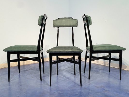 Mid-Century Italian Black & Green Dining Chairs, 1950s, Set of 6-MTX-1260948