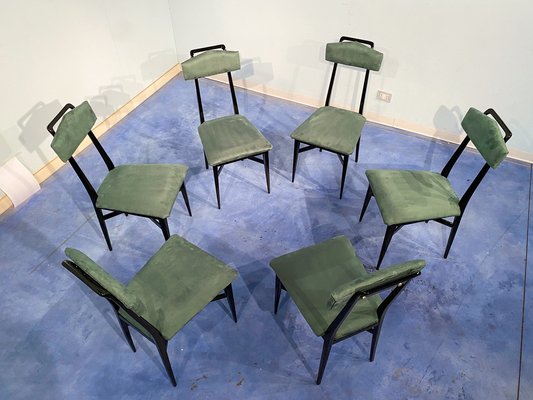 Mid-Century Italian Black & Green Dining Chairs, 1950s, Set of 6-MTX-1260948