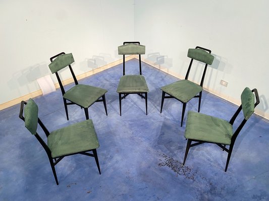 Mid-Century Italian Black & Green Dining Chairs, 1950s, Set of 6-MTX-1260948