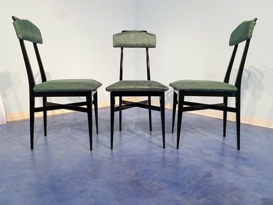 Mid-Century Italian Black & Green Dining Chairs, 1950s, Set of 6-MTX-1260948