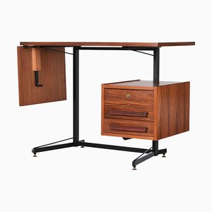 Mid-Century Italian Black Metal, Brass & Wood Folding Desk, 1960s-JDR-1190635