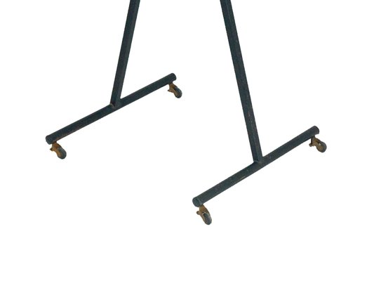 Mid-Century Italian Black Metal Wood & Anodized Aluminum Folding Valet Stand, 1950s-RD-1450737