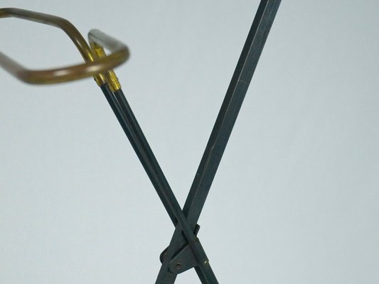 Mid-Century Italian Black Metal Wood & Anodized Aluminum Folding Valet Stand, 1950s-RD-1450737