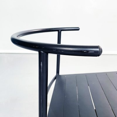 Mid-Century Italian Black Steel Leather Cafè Chairs by Starck for Baleri, 1980s, Set of 2-GDD-1360767