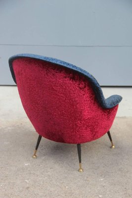 Mid-Century Italian Blue and Red Armchair, 1950s-EH-540885