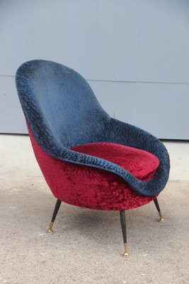 Mid-Century Italian Blue and Red Armchair, 1950s-EH-540885