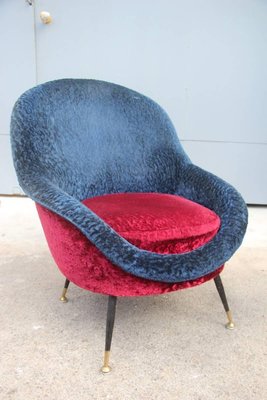 Mid-Century Italian Blue and Red Armchair, 1950s-EH-540885