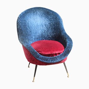 Mid-Century Italian Blue and Red Armchair, 1950s-EH-540885