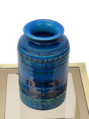 Mid-Century Italian Blue Ceramic Vase by Aldo Londi for Bitossi, 1960s-JDR-1125487