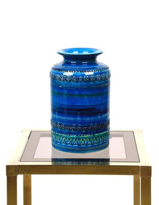 Mid-Century Italian Blue Ceramic Vase by Aldo Londi for Bitossi, 1960s-JDR-1125487