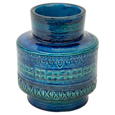 Mid-Century Italian Blue Ceramic Vase by Montelupo and Londi for Bitossi, 1960s-JDR-1125429