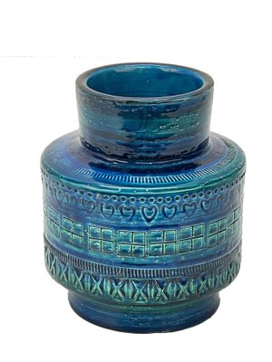 Mid-Century Italian Blue Ceramic Vase by Montelupo and Londi for Bitossi, 1960s-JDR-1125429