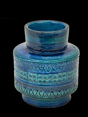 Mid-Century Italian Blue Ceramic Vase by Montelupo and Londi for Bitossi, 1960s-JDR-1125429