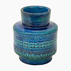 Mid-Century Italian Blue Ceramic Vase by Montelupo and Londi for Bitossi, 1960s-JDR-1125429