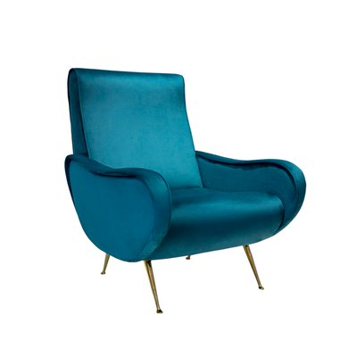 Mid-Century Italian Blue Lounge Chair, 1950s-WLO-574557