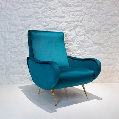 Mid-Century Italian Blue Lounge Chair, 1950s-WLO-574557