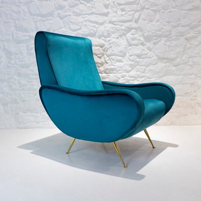 Mid-Century Italian Blue Lounge Chair, 1950s-WLO-574557