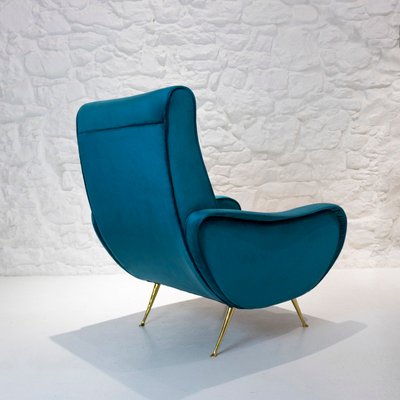 Mid-Century Italian Blue Lounge Chair, 1950s-WLO-574557