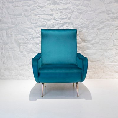 Mid-Century Italian Blue Lounge Chair, 1950s-WLO-574557