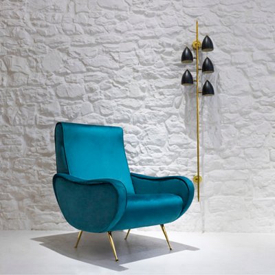 Mid-Century Italian Blue Lounge Chair, 1950s-WLO-574557