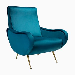 Mid-Century Italian Blue Lounge Chair, 1950s-WLO-574557