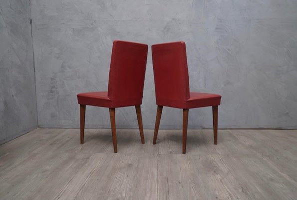 Mid-Century Italian Bologna Red Leather Chairs from Anonima Castelli, 1960s, Set of 2-UH-679042