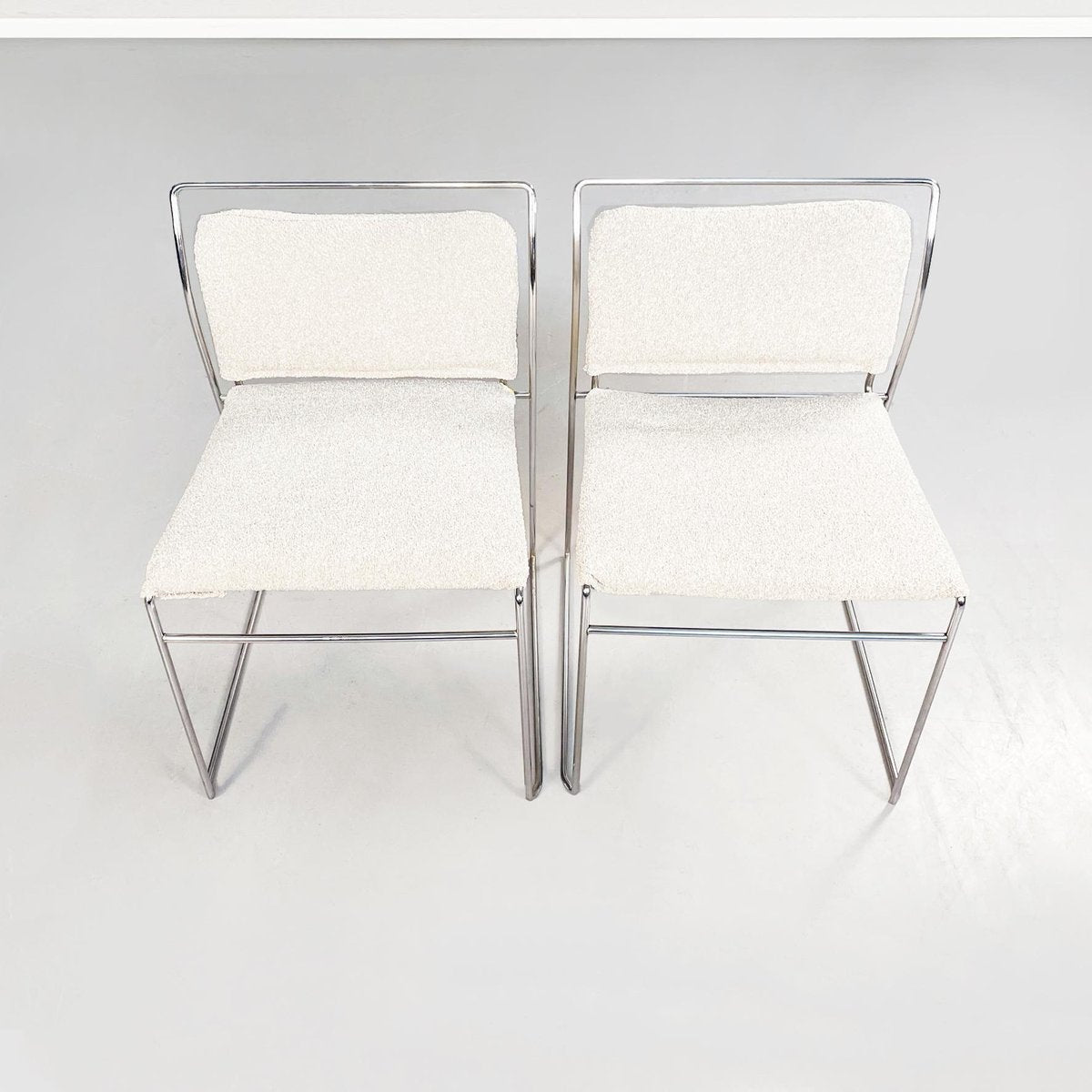 Mid-Century Italian Bouclè Fabric & Steel Tulu Chairs from Takahama Cassina, 1968, Set of 2